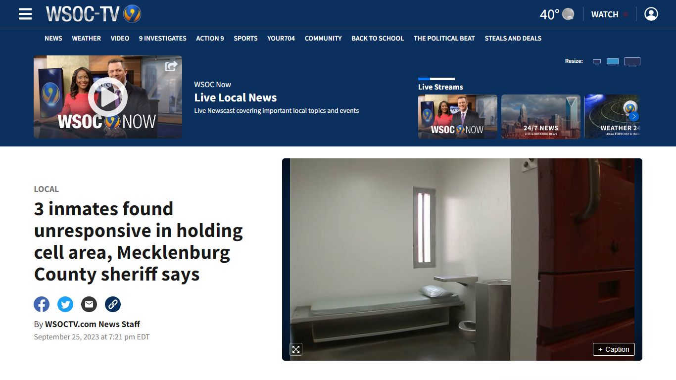 3 inmates found unresponsive in holding cell area, Mecklenburg County ...